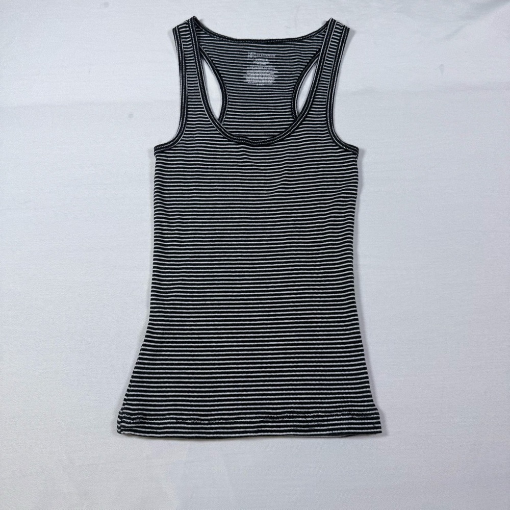 No Boundaries Black and White Striped Tank Top